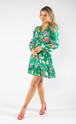 Pamela-Scott---ZAPARA-FLORAL-LONG-SLEEVE-DRESS-IN-GREEN