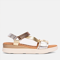 Oh My Sandals - 5671 Gold and Silver Wedge Sandal