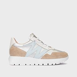 Wonders - A-24101 Beige and Silver Slip On Trainer Wonders - A-24101 Beige and Silver Slip On Trainer