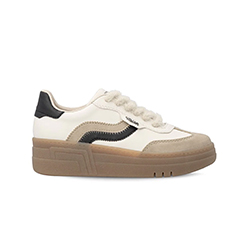 Rieker - M7610 Cream/Beige & Black Platform Trainer<br />
