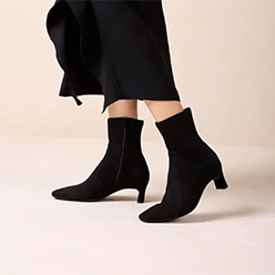 Unisa - Jarret Black Kitten Heel Sock Boot<br />
