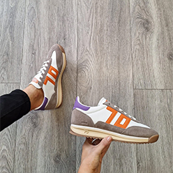 Back 70 - White, Taupe and Orange Trainer