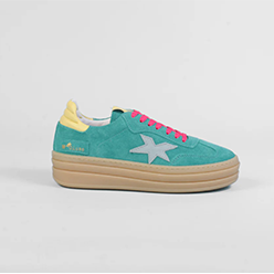 Méliné - 526 Z Green and Pink Retro Trainer