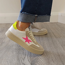 Meline - 525 ACC-SBT White and Neon Flatform Trainer Meline - 525 ACC-SBT White and Neon Flatform Trainer