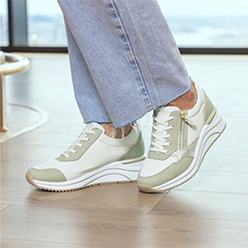 Remonte - D0T01-82 Cream & Sage Wedge Trainer Remonte - D0T01-82 Cream & Sage Wedge Trainer