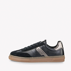 Tamaris - 23788 Black Leather Retro Trainer