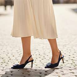Lodi - Nestor Navy Buckle Slingback<br />
