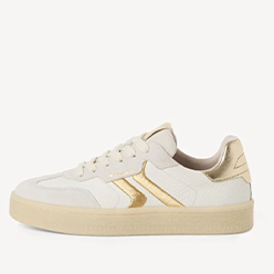 Murphy's-Shoes---Tamaris---23723-White-and-Gold-Trainer