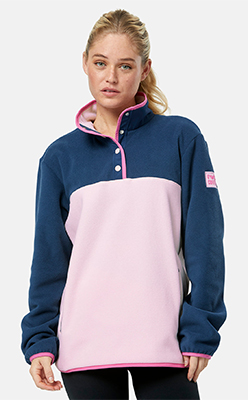 Half Snap Polar Fleece in Powder Pink