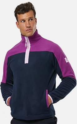 Half Zip Polar Fleece in Obsidian/Vivid Pink