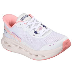 SKECHERS SLIP-INS: MAX CUSHIONING GLIDE-STEP - WHITE/ PINK SKECHERS SLIP-INS: MAX CUSHIONING GLIDE-STEP - WHITE/ PINK<br />