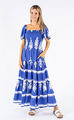 The Trend Room Smocking Bodice Floral Dress