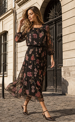 Sophie B Riadella Plisse Pleated Floral Dress Sophie B Riadella Plisse Pleated Floral Dress<br />