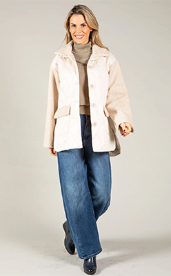 Zapara Boucle Sleeve Buttoned Jacket