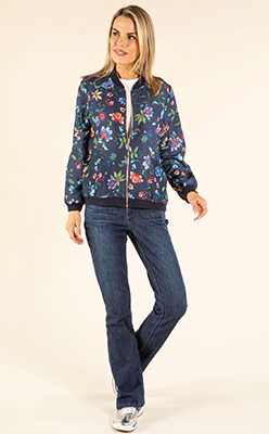 Zapara Floral Print Bomber Jacket