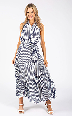 Sandra Darren Asymmetrical Striped Shirt Dress Sandra Darren Asymmetrical Striped Shirt Dress