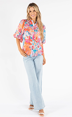 The Trend Room Printed Balloon Sleeve Blouse