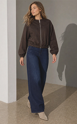 Zapara Harley Faux Suede Bomber Jacket<br />
