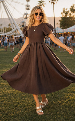 Pamela Scott Puff Sleeve Summer Dress