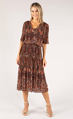 Emporium Paisley Plisse Pleated Pop Over Dress