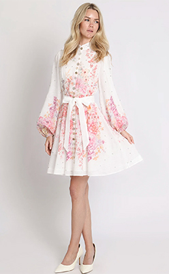 Beulah Floral and Diamante Belted Short Dress<br />
