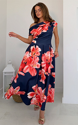 Girl In Mind Betty Asymmetric Floral Print Midi Dress Girl In Mind Betty Asymmetric Floral Print Midi Dress<br />