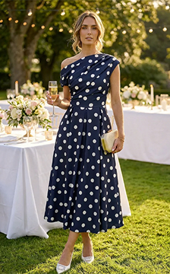 Girl In Mind Betty Asymmetric Polka Dot Midi Dress Girl In Mind Betty Asymmetric Polka Dot Midi Dress<br />