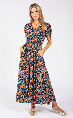 Stella Floral Print Buttoned Midi Dress Stella Floral Print Buttoned Midi Dress<br />