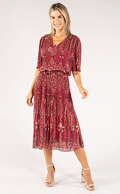 Emporium Paisley Plisse Pleated Pop Over Dress