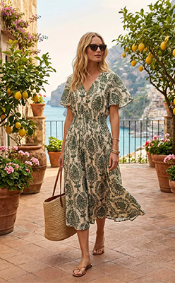 Stella Vine Print Midi Dress