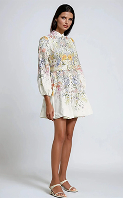 Beulah Floral Print Belted Short Dress Beulah Floral Print Belted Short Dress<br />