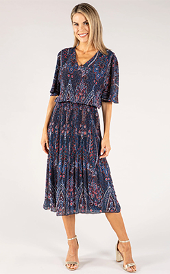 Emporium Paisley Plisse Pleated Pop Over Dress