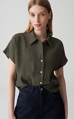 Opus Fasinga Loose Shirt Blouse with crinkle structure