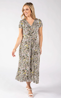 Sophie B Apple Front Knot Palm Print Dress Sophie B Apple Front Knot Palm Print Dress<br />