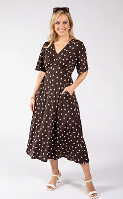 Zapara Pretty Polka Dot Midi Dress Zapara Pretty Polka Dot Midi Dress<br />