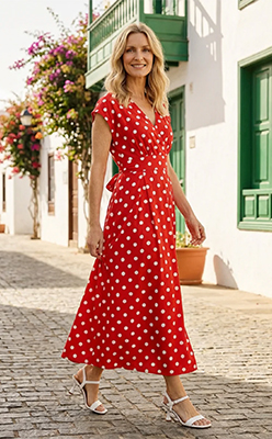 Zapara Kiki Polka Dot Midi Dress<br />
