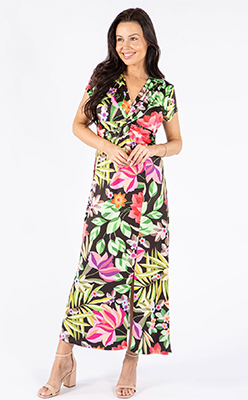 Zapara Floral Print Front Knot Dress