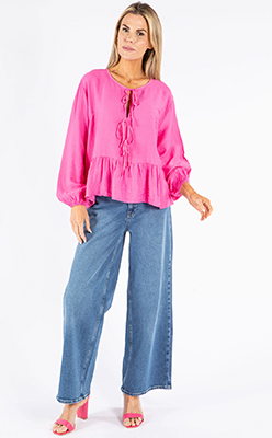 Sophie B Tie-Front Peplum Blouse