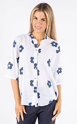 Pamela Scott Floral Print Buttoned Blouse