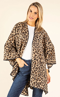 Pamela Scott Soft Boucle Leopard Cape