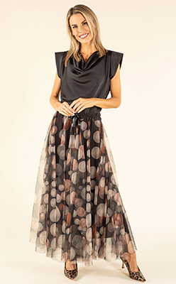 Emporium Cocoa Dots Tulle Skirt