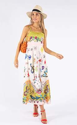 Pamela Scott Tropical Printed Midi Dress