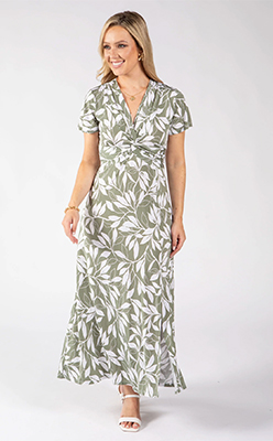 Zapara Mosaic Leaf Print Midi Dress Zapara Mosaic Leaf Print Midi Dress<br />