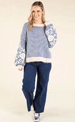 Pamela Scott Floral Embroidered Knit Jumper