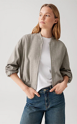 Opus Jalea Herringbone Bomber Jacket