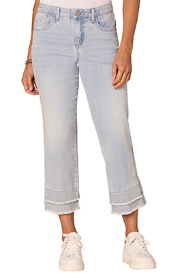 Democracy Jeans "Ab"solution Mid-Rise Double Layer Fray Hem Flare Jeans