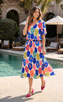 Emporium Daisy Plisse Pleated Pop Over Dress<br />
