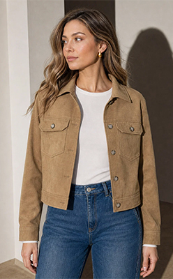 Zapara Corner Faux Suede Jacket Zapara Corner Faux Suede Jacket<br />