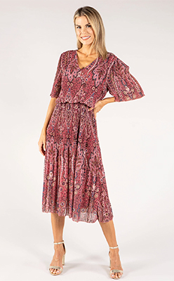 Emporium Paisley Plisse Pleated Pop Over Dress