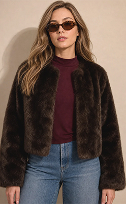 The Trend Room Cropped Faux Fur Jacket<br />
